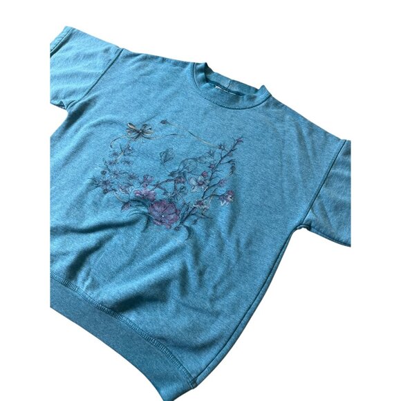 Northern Reflections Y2K VTG Sweatshirt Womens Large Blue Floral Cottage Boho - Picture 2 of 8
